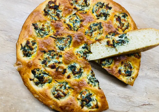 Spenótos rikottás focaccia Spenótos rikottás focaccia